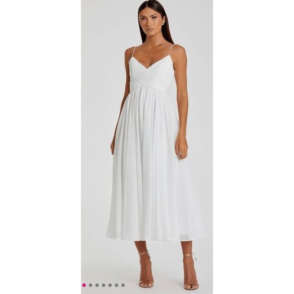 Short Wedding Guest Dress 70099 by Mac Duggal Sz XS New! White Spaghetti Strap - Picture 1 of 7